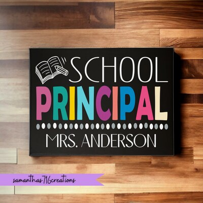 School Principal Name Painted Canvas Sign For Office - image1